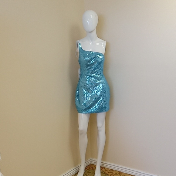 Nwt Size 3 Turquoise Sequin Gown - Picture 1 of 6